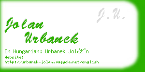 jolan urbanek business card